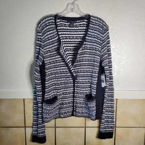 Grace Elements black & white knit cardigan sweater